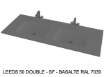 Plan vasque lavabo sur mesure : L 120 à 201 x P 40 à 51 cm, finition lisse mate, 10 couleurs au choix, Anti bactérien, résine Akrytan® teinté dans la masse, Livraison Offerte.